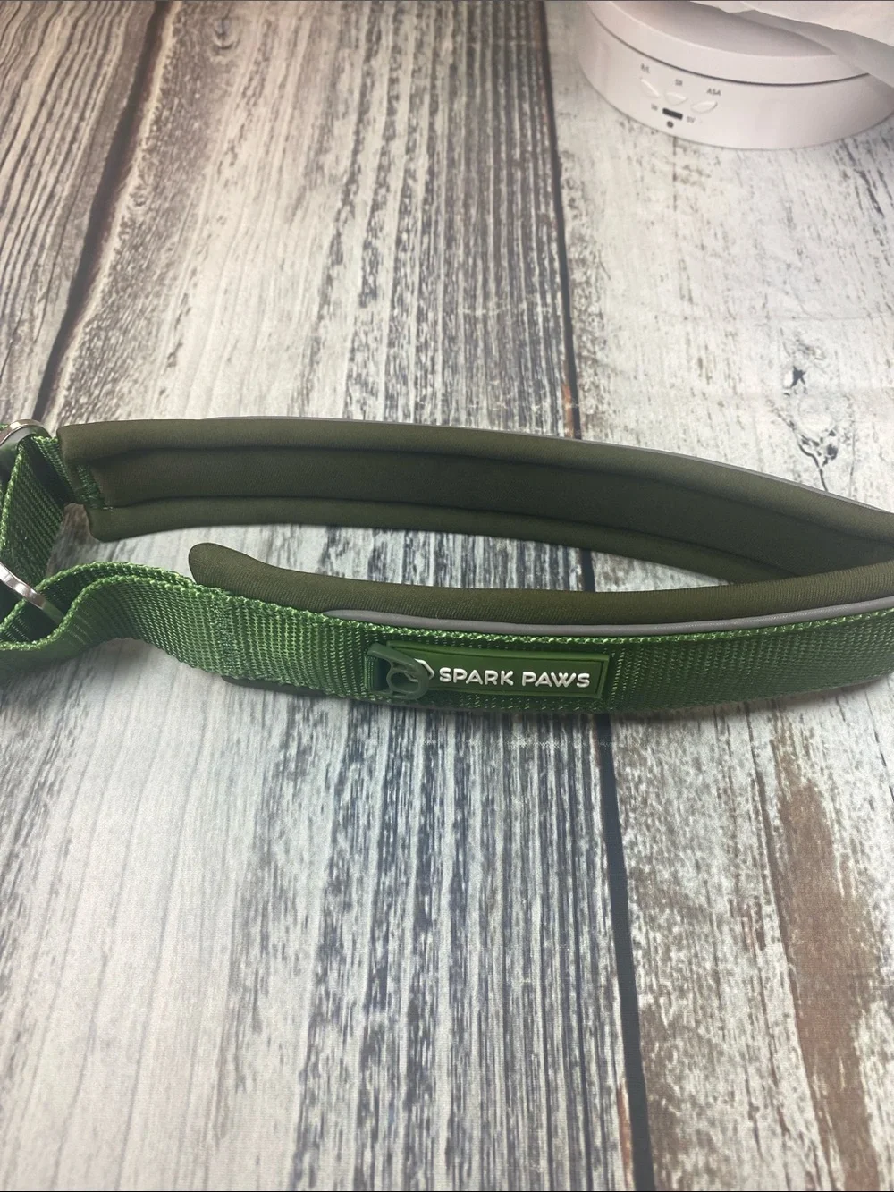 Spark Paws XXL Padded  Dog Collar – Olive Green | Reflective | Heavy Duty SZ E